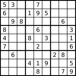 A partially filled sudoku which is valid.